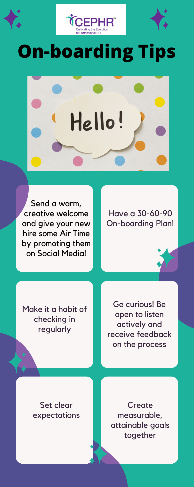 On boarding tips infographic